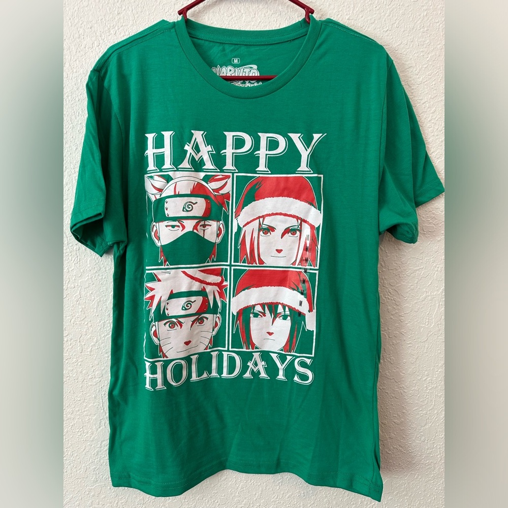Naruto Men’s Medium Happy Holidays tshirt BNWT